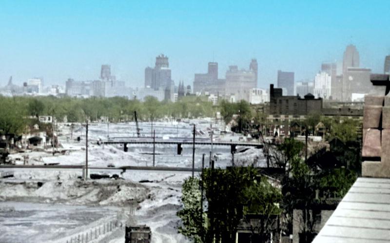 Freeway construction; Detroit; 1960s