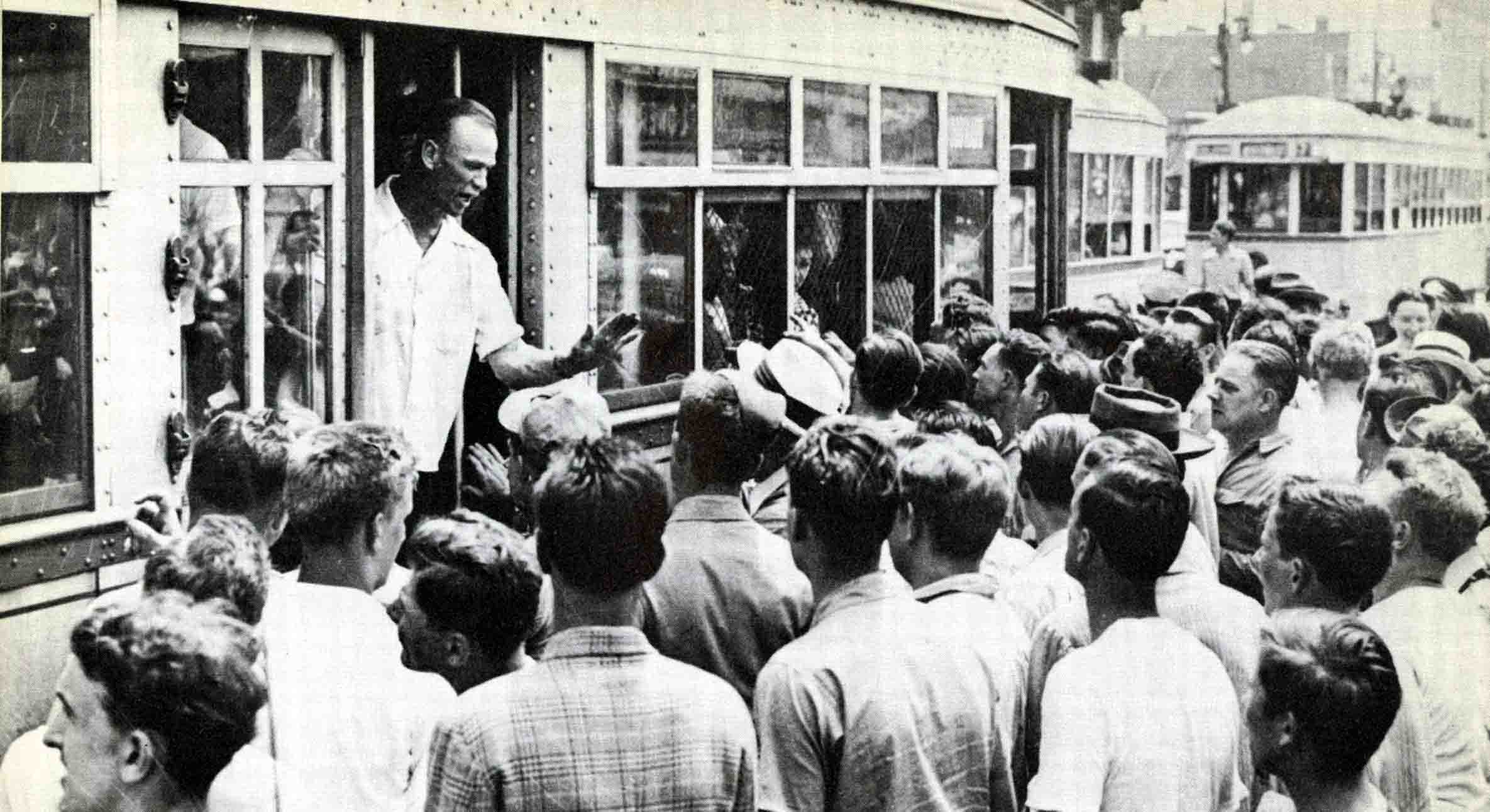 Detroit riot 1943; street cars stopped and searched