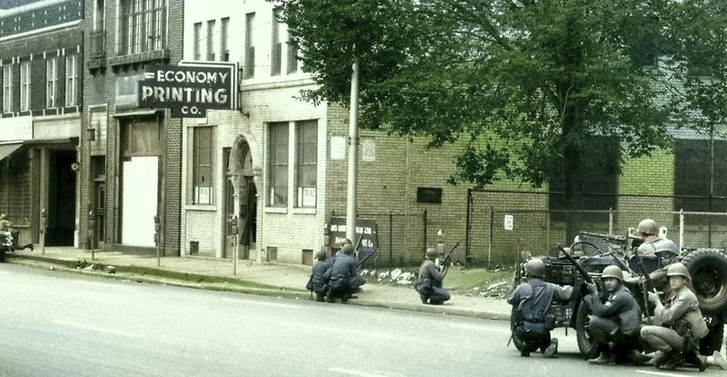 Economy Printing building, flashpoint, 1967 Detroit riots