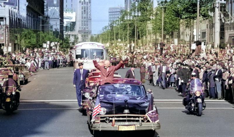 Eisenhower motorcade; Detroit 1950s