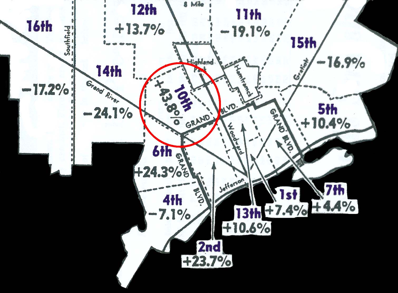 Detroit Police Department; precinct map 1960s