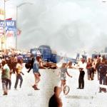 When rioters discovered police were ordered not to shoot, a carnival atmosphere ensued. Note Detroit Police in the background have erected barricades to cordon off the area. Rioters were allowed out of the area but not in. 