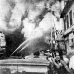 Detroit police, many of whom were off duty or away on vaction, hurried to the scene still in there civilian clothes to protect firemen from rioters. 
