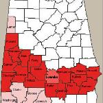 The Black Belt counties of Alabama. Originally named for the black top soil, because of its dominant agricultural base these counties were heavily populated with poor blacks. The average sharecropper in Lowndes County made $985 a year, approx $7500 by today's standards. 