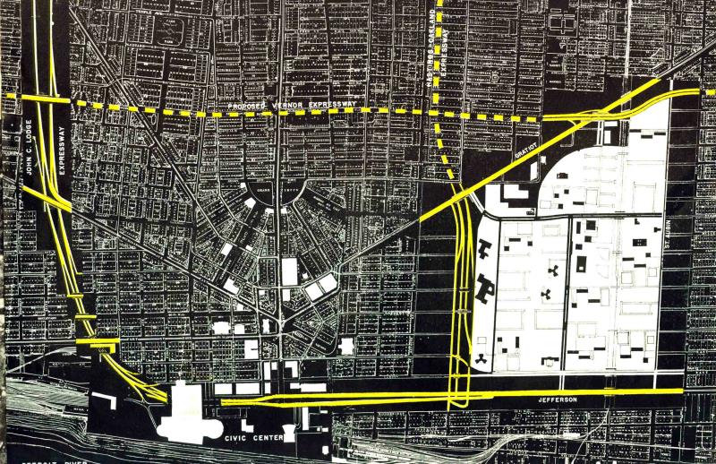 Urban Renewal map Detroit michigan 1950s