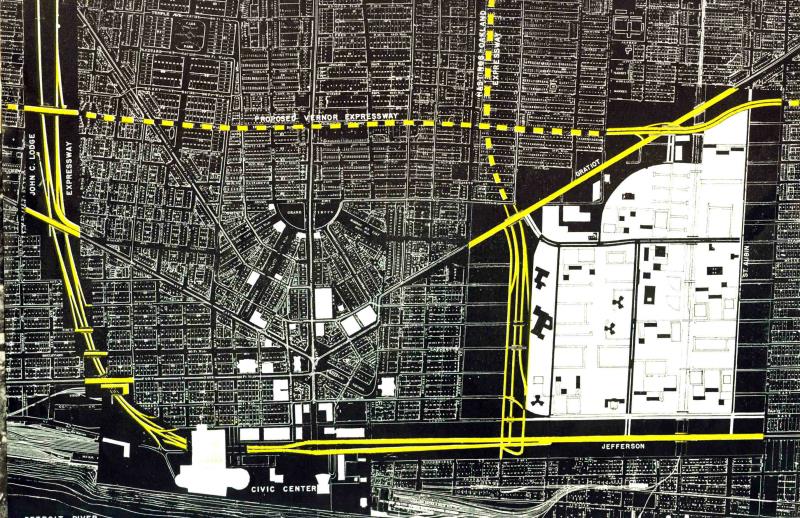 Urban Renewal map; Detroit;  1950s